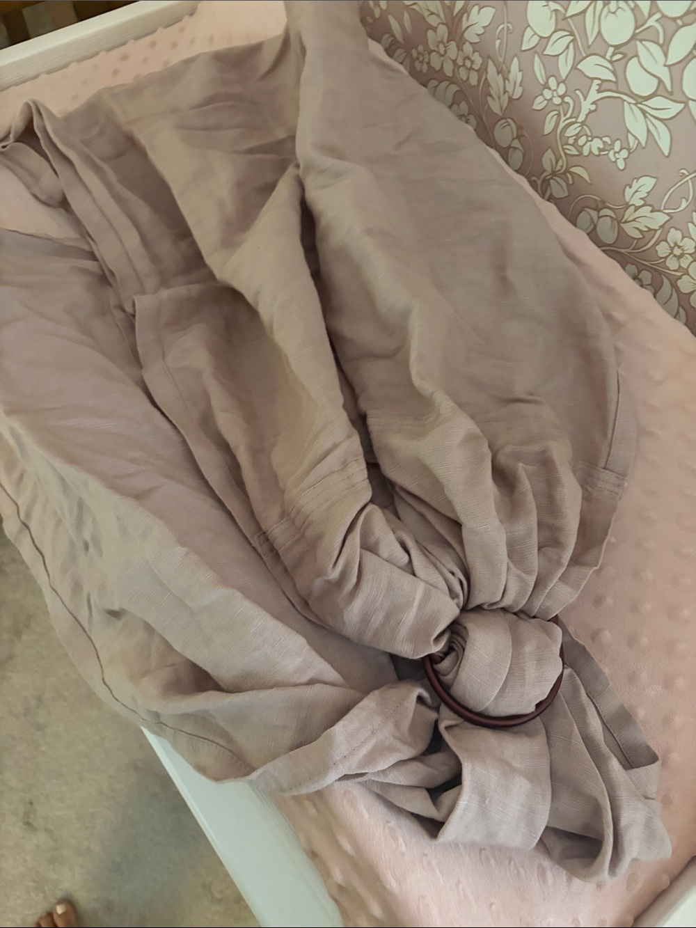 Soft Taupe Linen Drape Ring Swaddle - Home Bedding